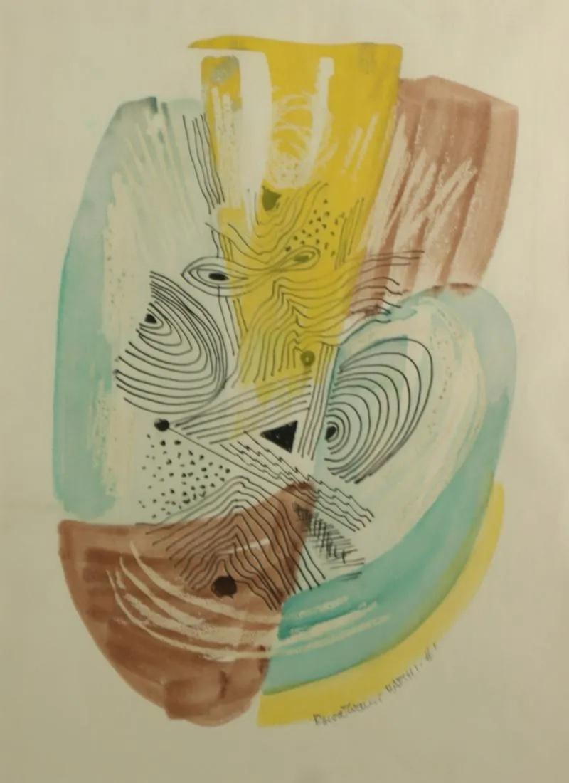 Astratto Modernismo americano Mid-Century WPA Era Disegno Woodstock 20° secolo