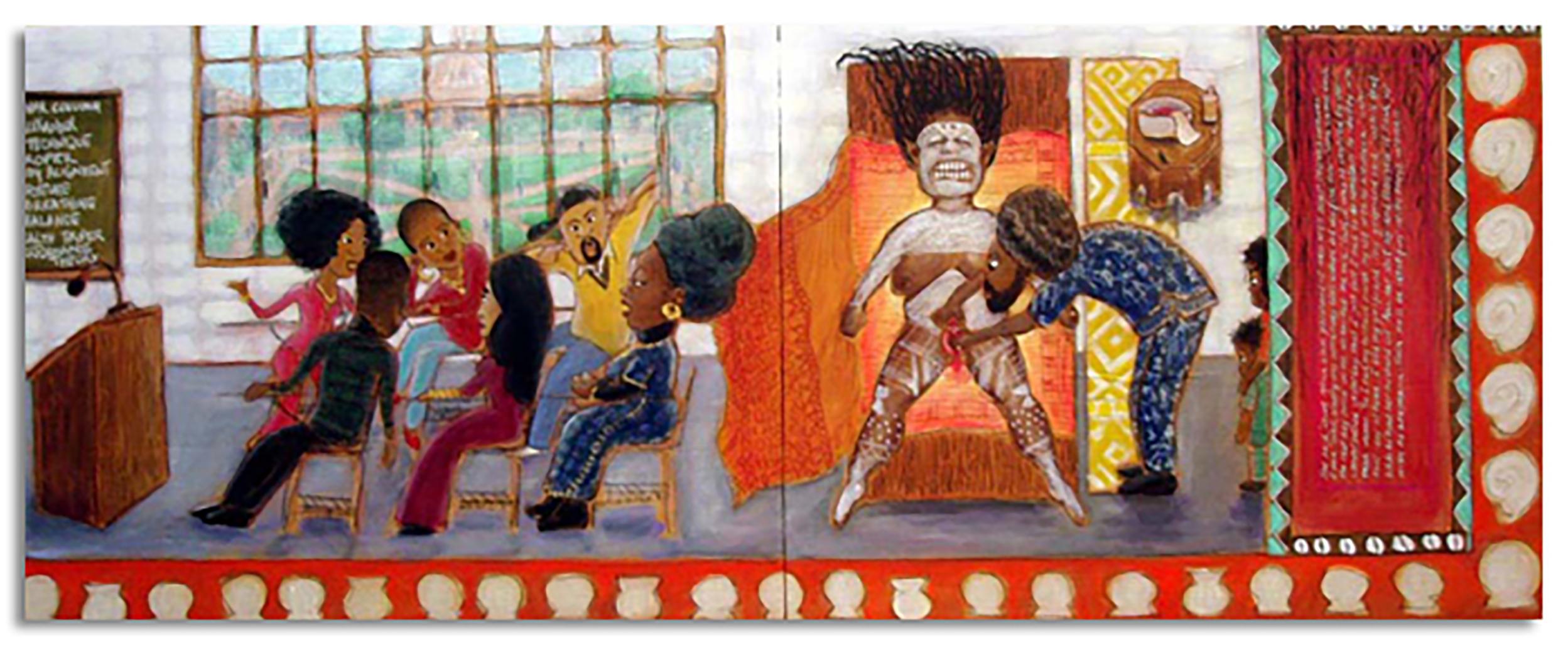 "Nubian Queen's Story" Mixed Media on Two Wood Panels
