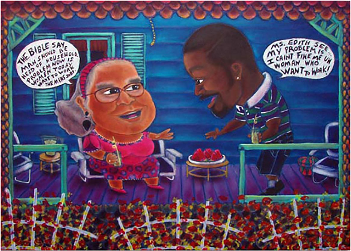 Mixed Media „"Women's Work“ auf Karton – Painting von Zeal Harris