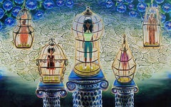 "Women on Pedestals" Oil on Canvas 