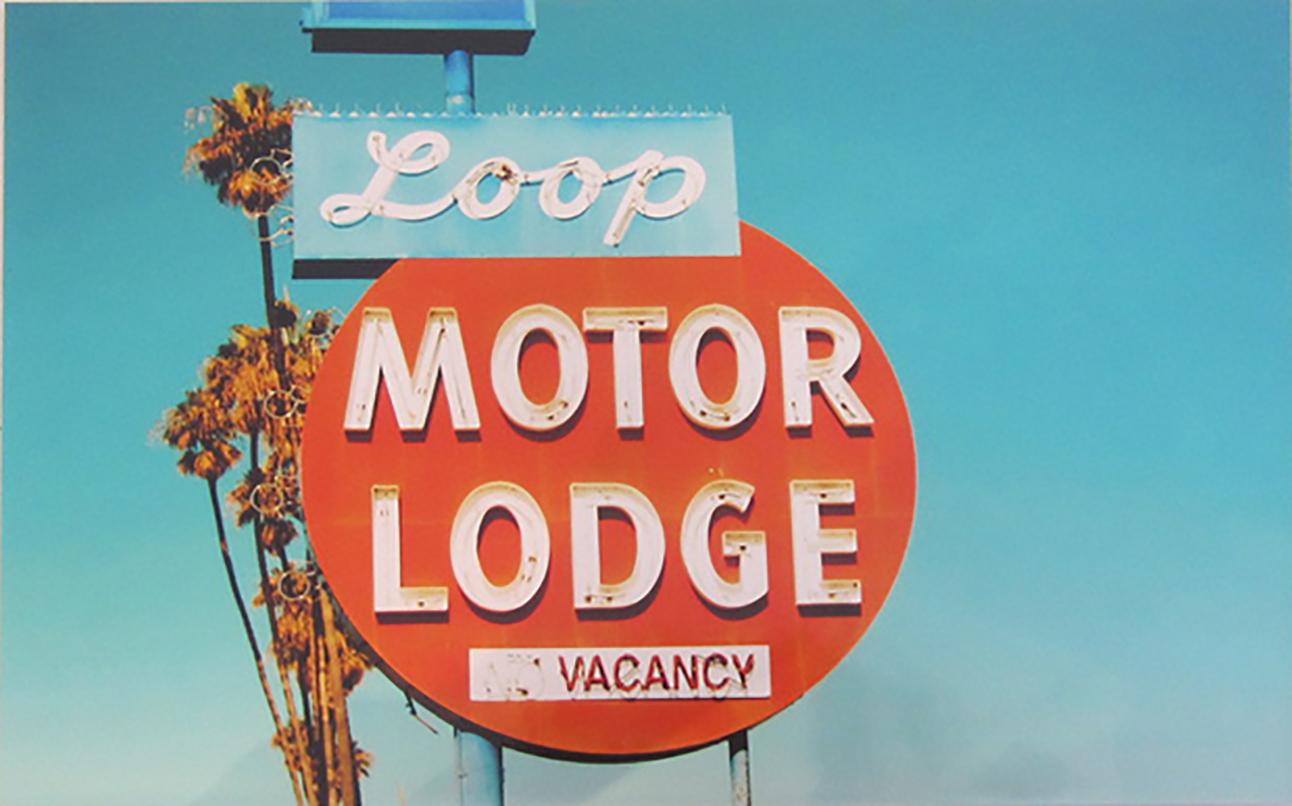 "Loop Motor Lodge" Type C Metallic Print  - Photograph by Jen Zahigian