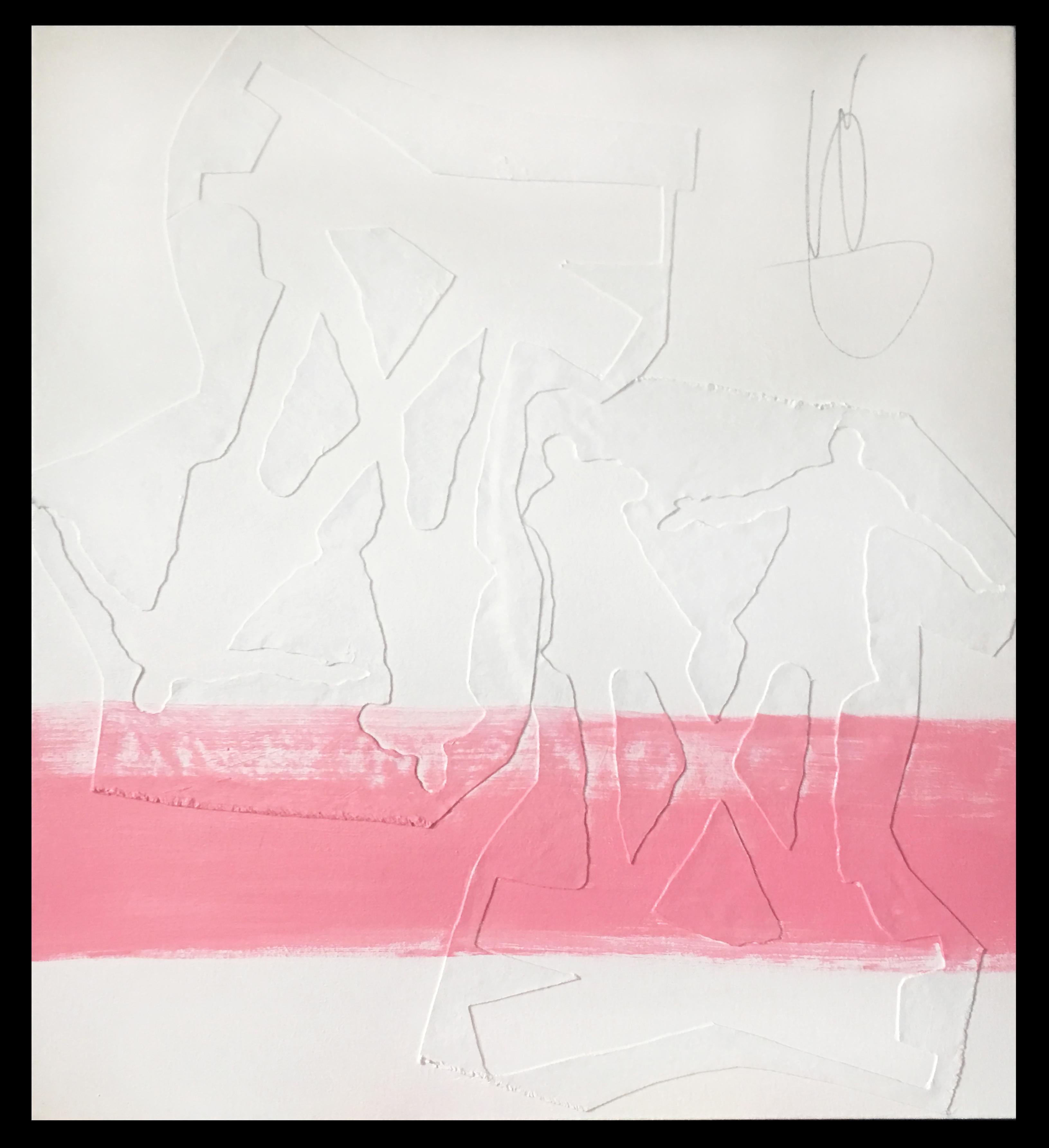 Joan Scheibel Abstract Painting - "Beginning 1" Contemporary Abstract Mixed Media Art Framed 