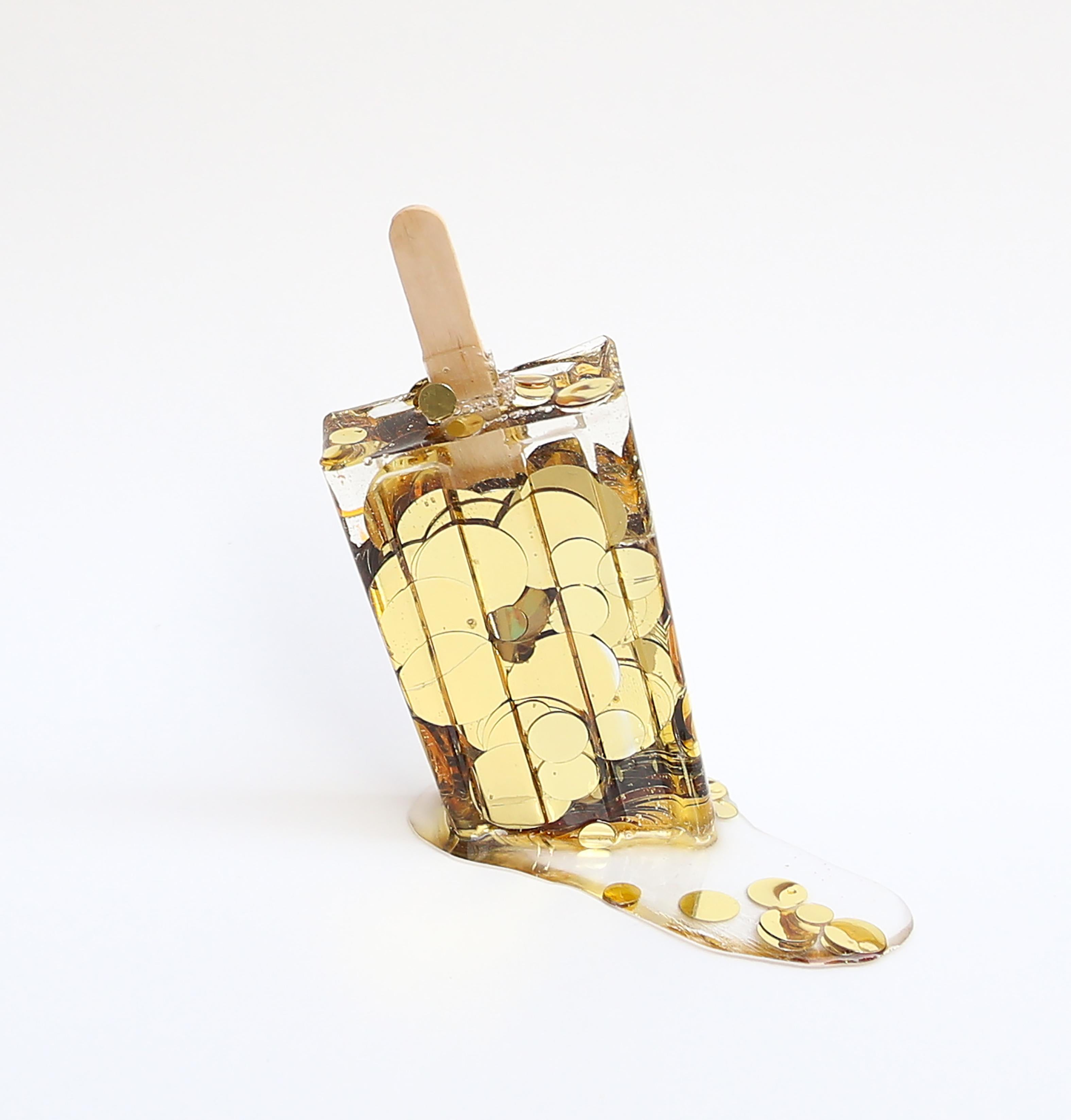 Betsy Enzensberger Figurative Sculpture - "Gold Flake Popsicle"-Original Resin Sculpture 