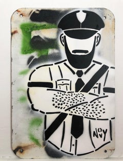 "Officer"-Stencil & Spray Paint on Metal Street Sign 