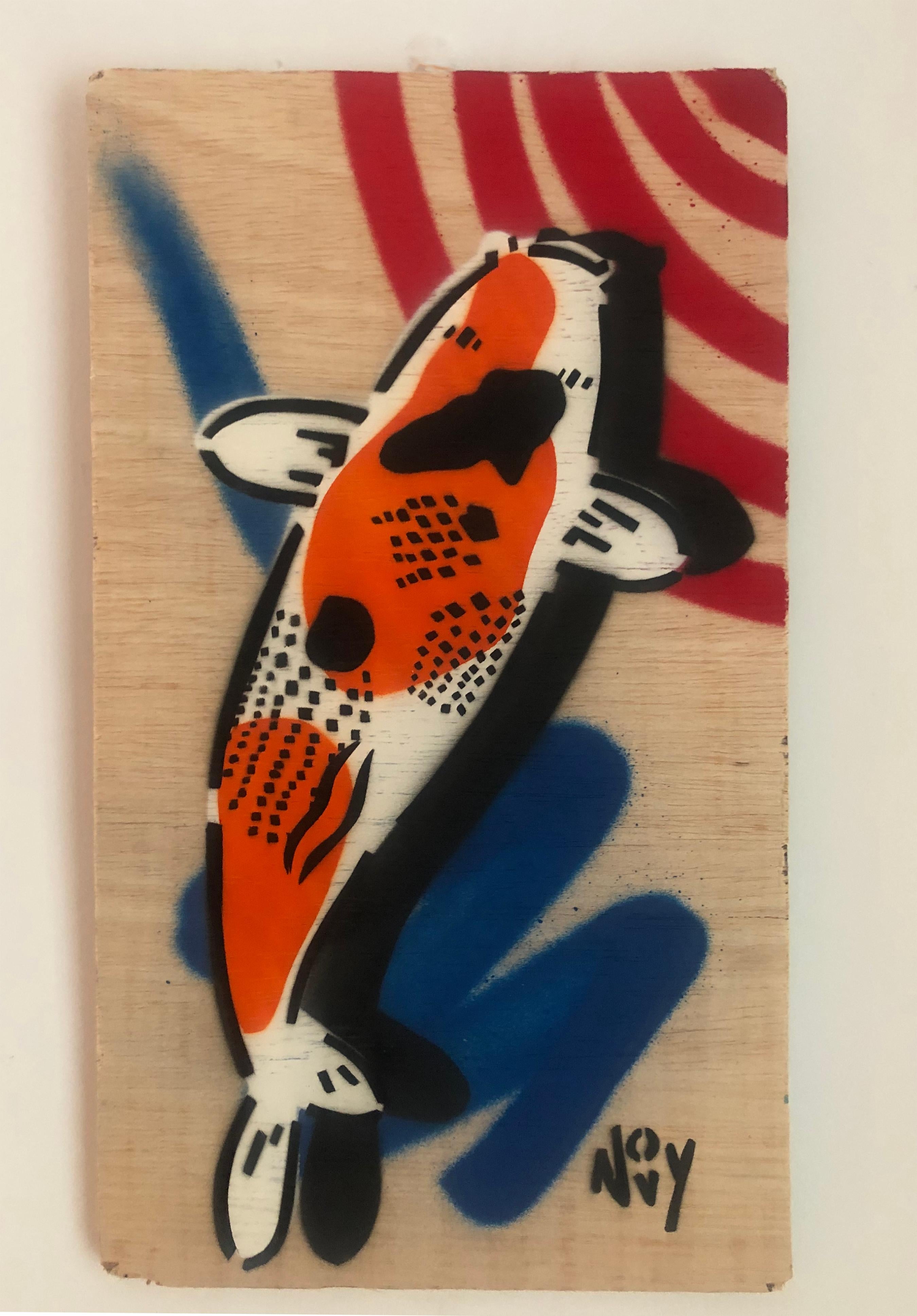 Jeremy Novy Animal Painting - "Peace"-Spray Paint on Wood 