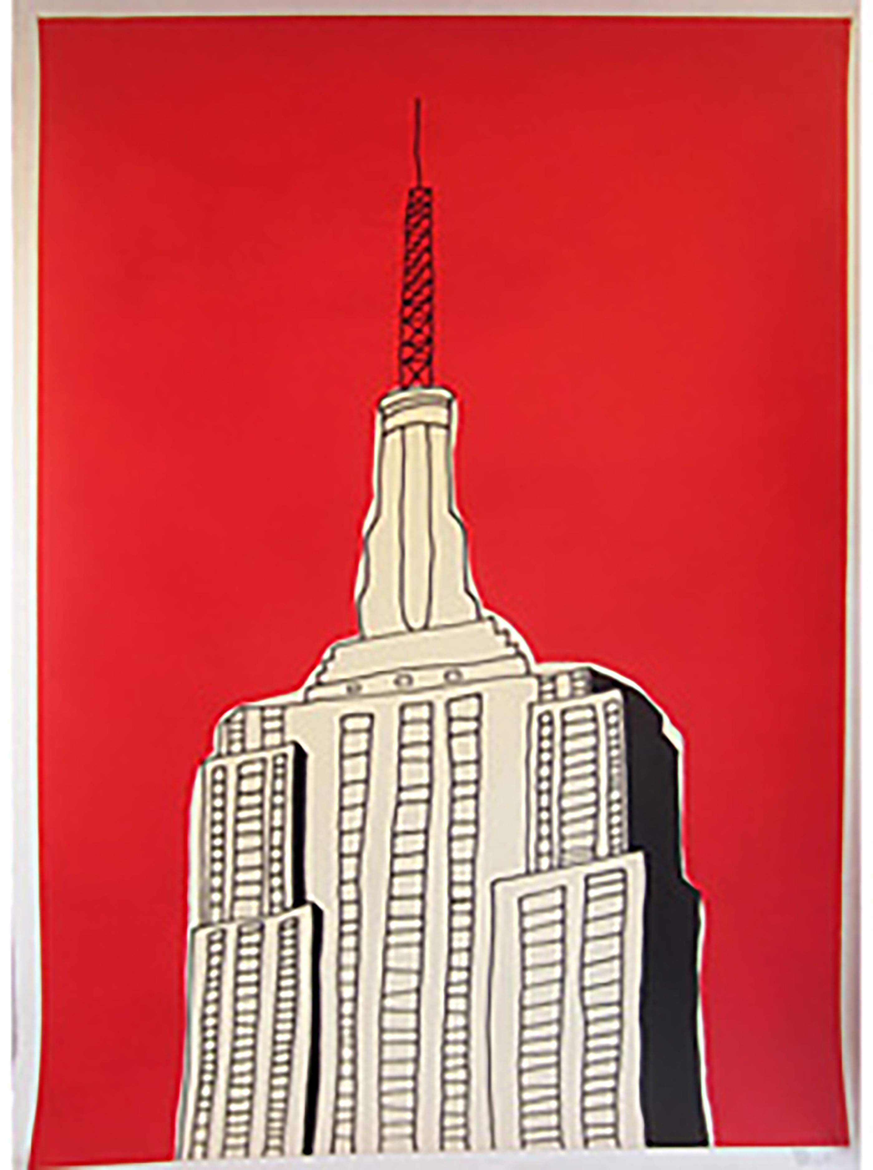 Marz Junior Figurative Painting - "Empire State Building"- Acrylic & Ink on Paper 