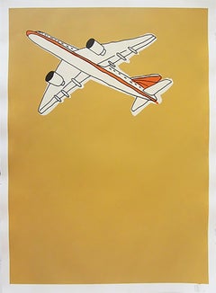 "Yellow Plane"-Original Acrylic & Ink on Paper 