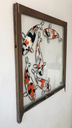 "Transformation"-Spray Paint on Glass in Wooden Frame
