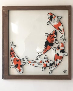 "Transformation-2"-Spray Paint On Glass in Wooden Frame