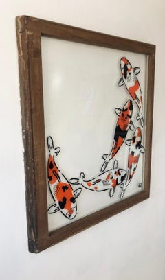 "Transformation-2"-Spray Paint On Glass in Wooden Frame