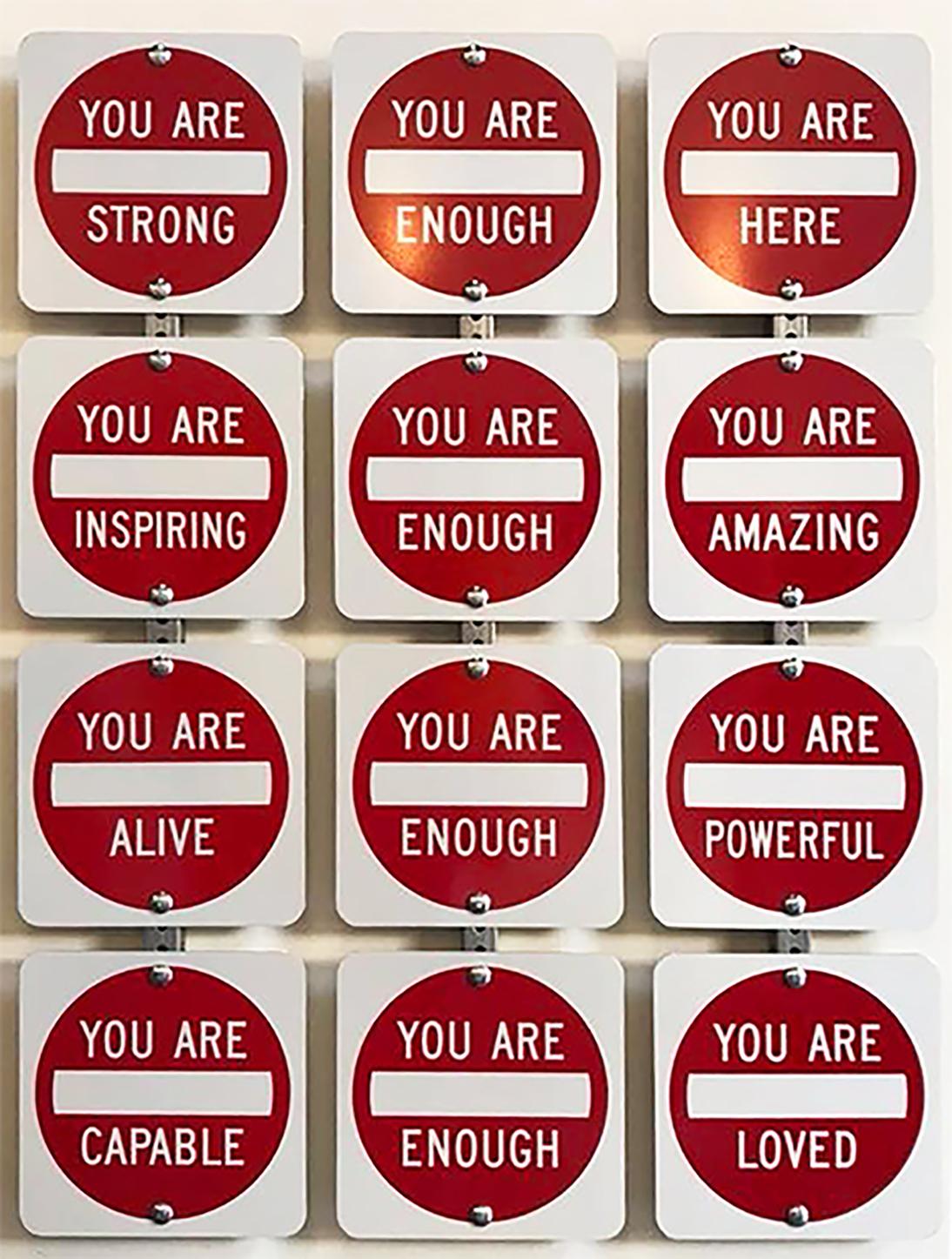 "You Are ...." Contemporary Street Sign Sculpture - Mixed Media Art by Scott Froschauer