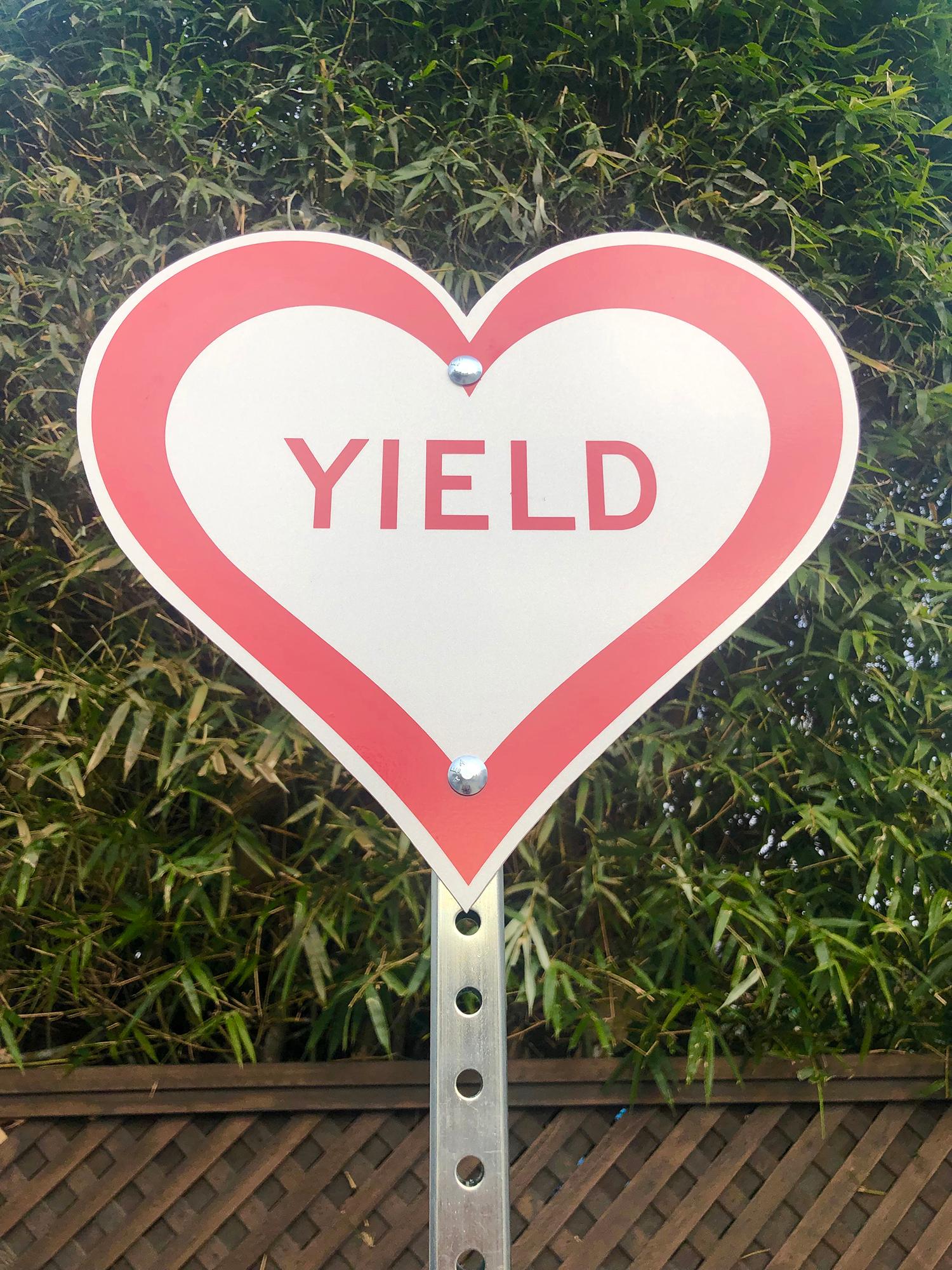 "Yield Heart" - Contemporary Street Sign Sculpture