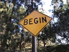 "Begin"- Contemporary Street Sign Sculpture