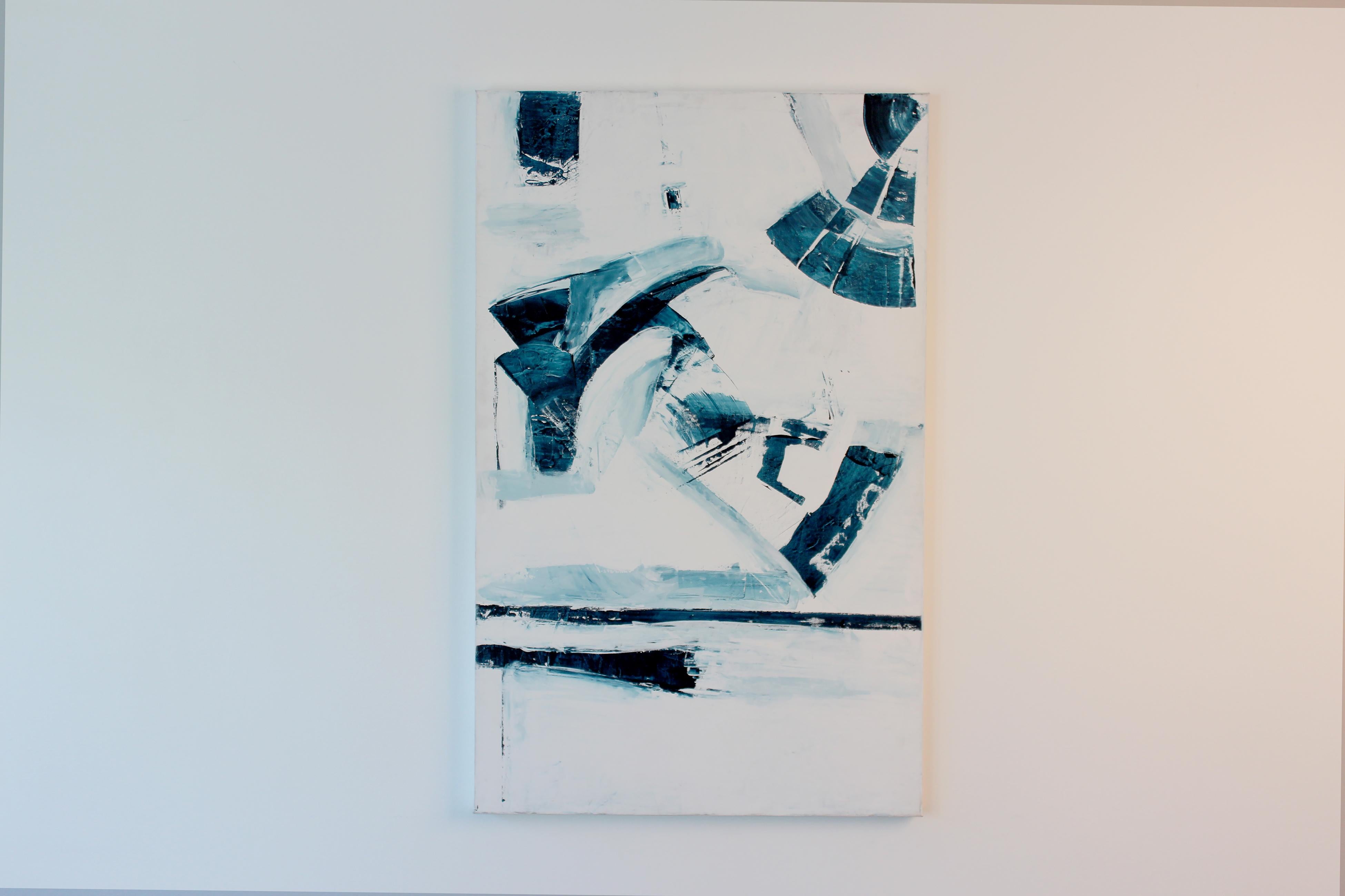 Abstract Painting di Jacqueline Jandrell - "Bleu 1" - Acrilico su tela