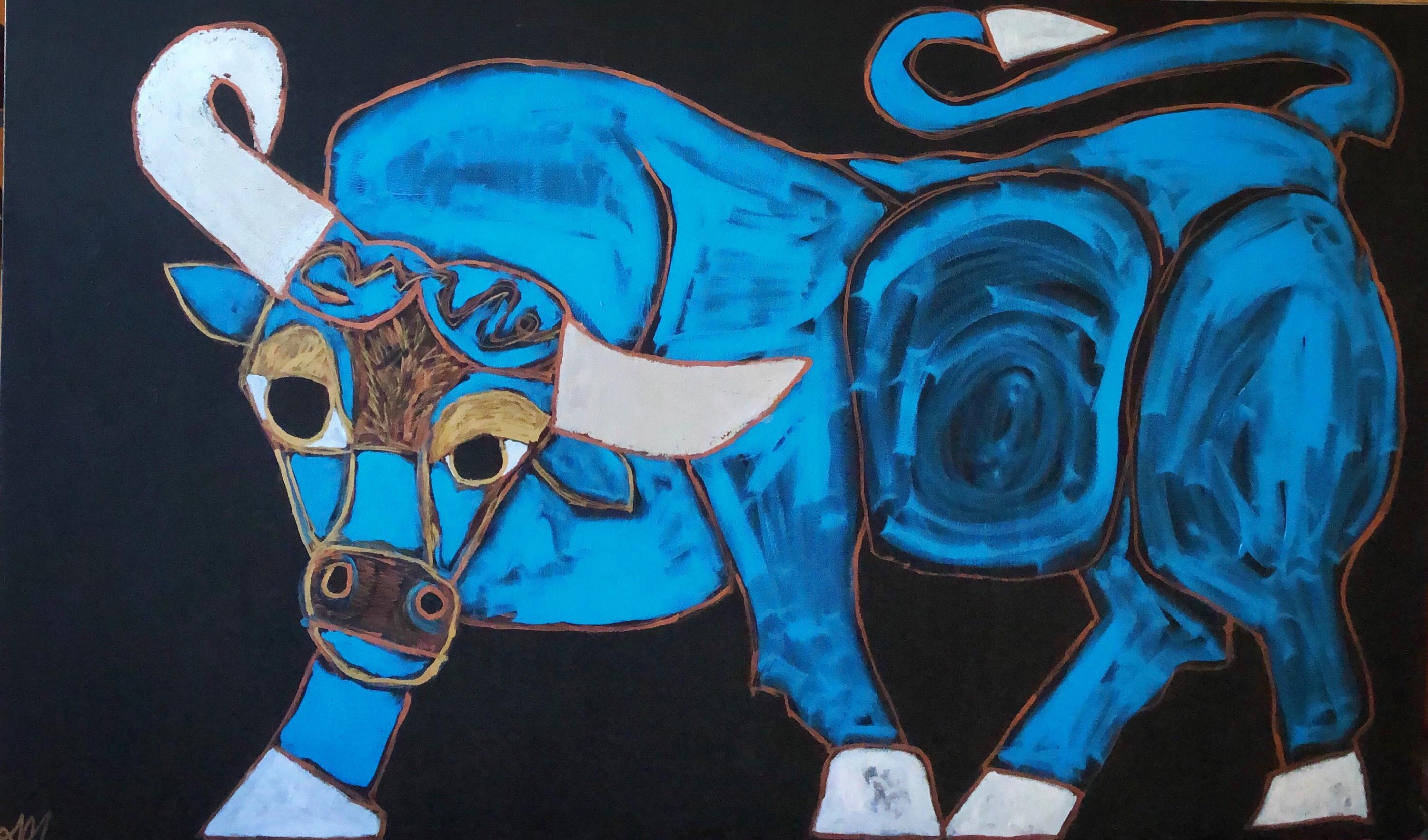 Melinda McLeod Animal Painting - "Romeo the Bull"