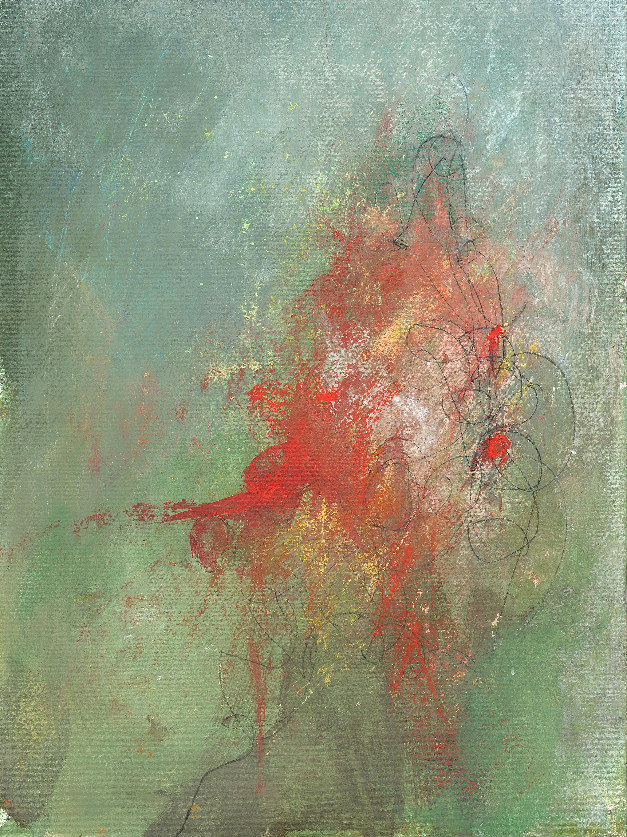 Stephanie Visser  Abstract Painting - "Mysterium: Untitled #2" acrylic and mixed media on paper.