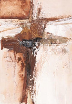 "Querencia: Brown" arte astratta, olio su carta, incorniciato.