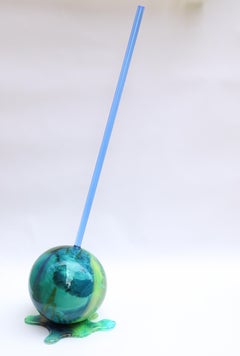 Blue Globe Lollipop - Original Resin Sculpture