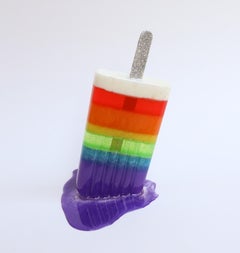 Rainbow Popsicle with Glitter Stick - Original Resin Sculpture