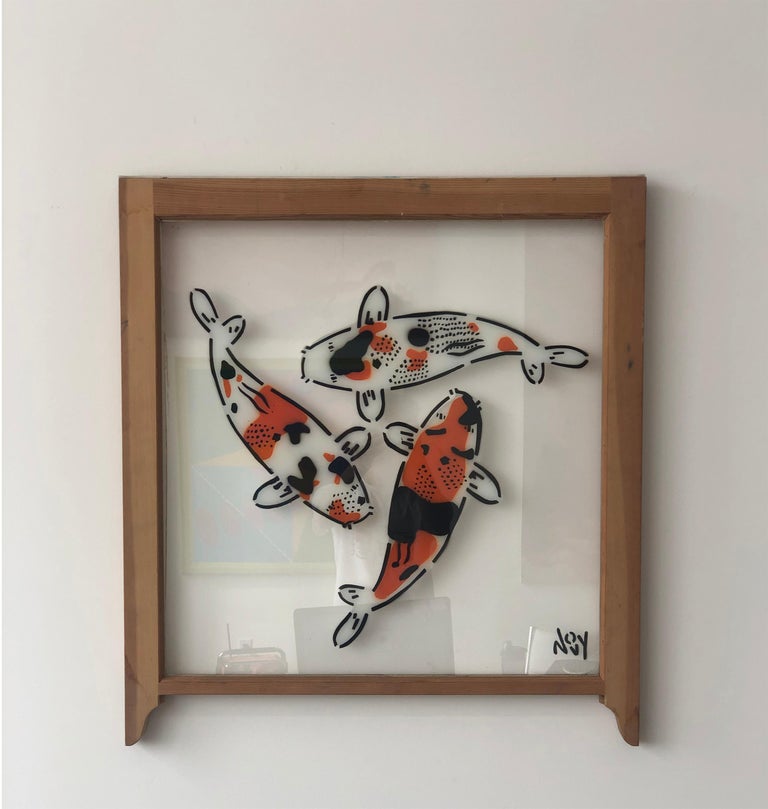 Jeremy Novy 3 Koi 3 Stages Of Life Spray Paint On Wood Frame