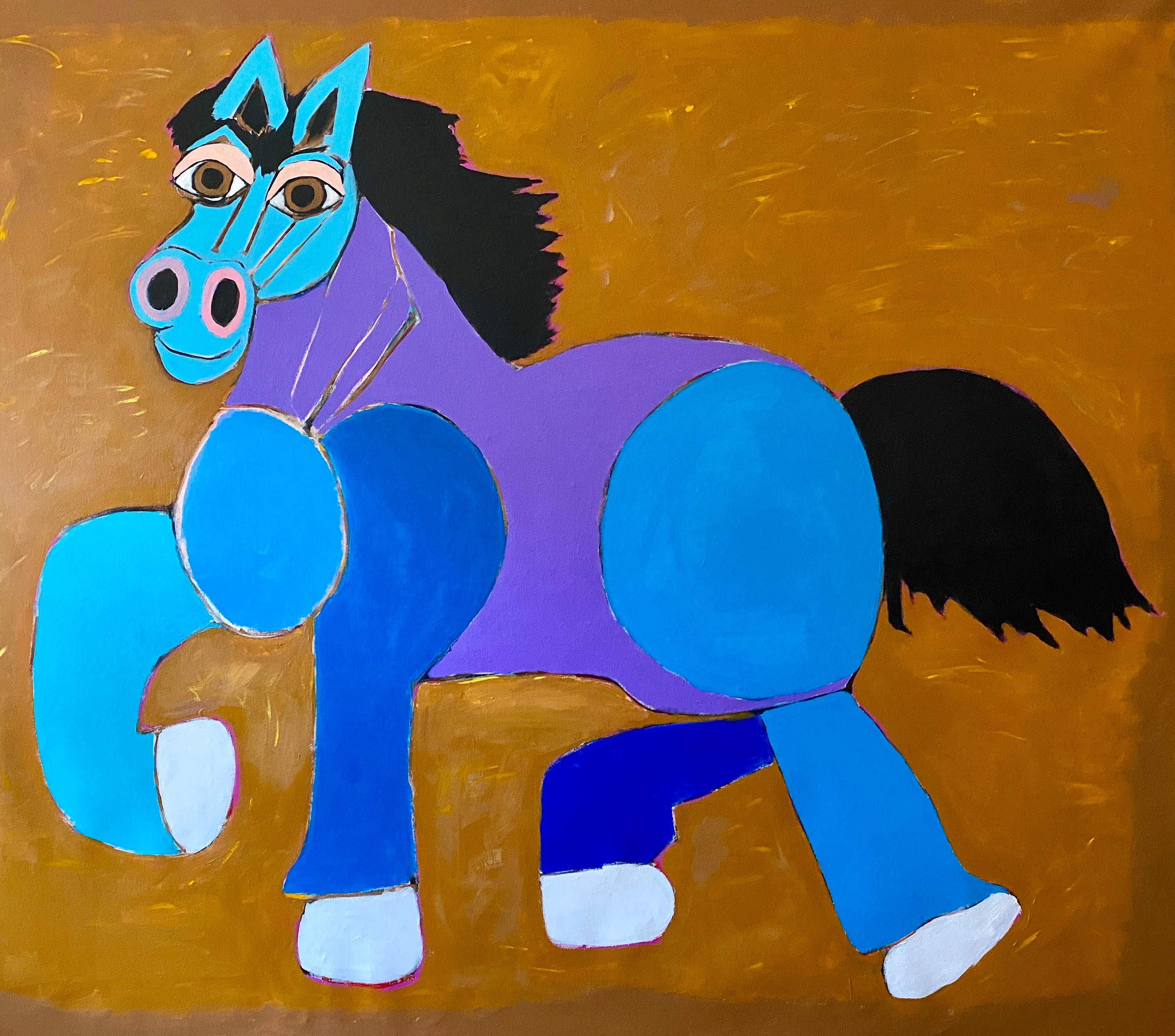 Melinda McLeod Animal Painting - "Disfruto the Horse" Acrylic Painting on Canvas 