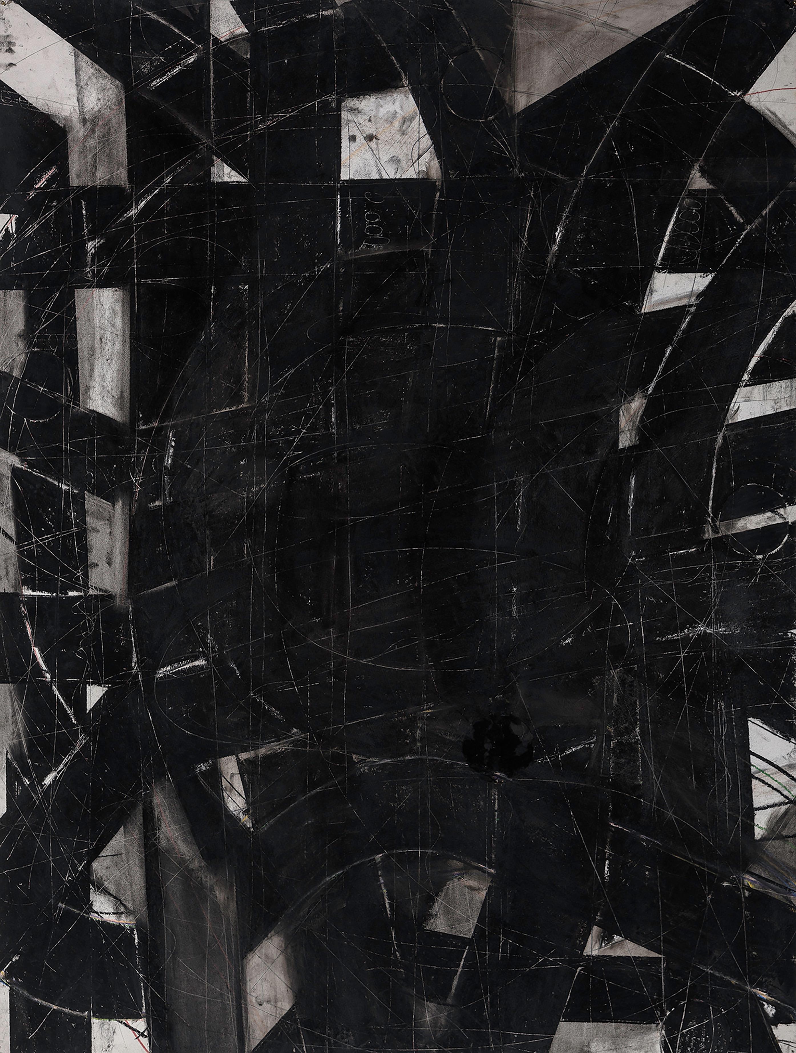 Trevor Norris Abstract Painting - “Urban Interstitial Abstraction #6” – Charcoal and Pastel on Paper - Unframed