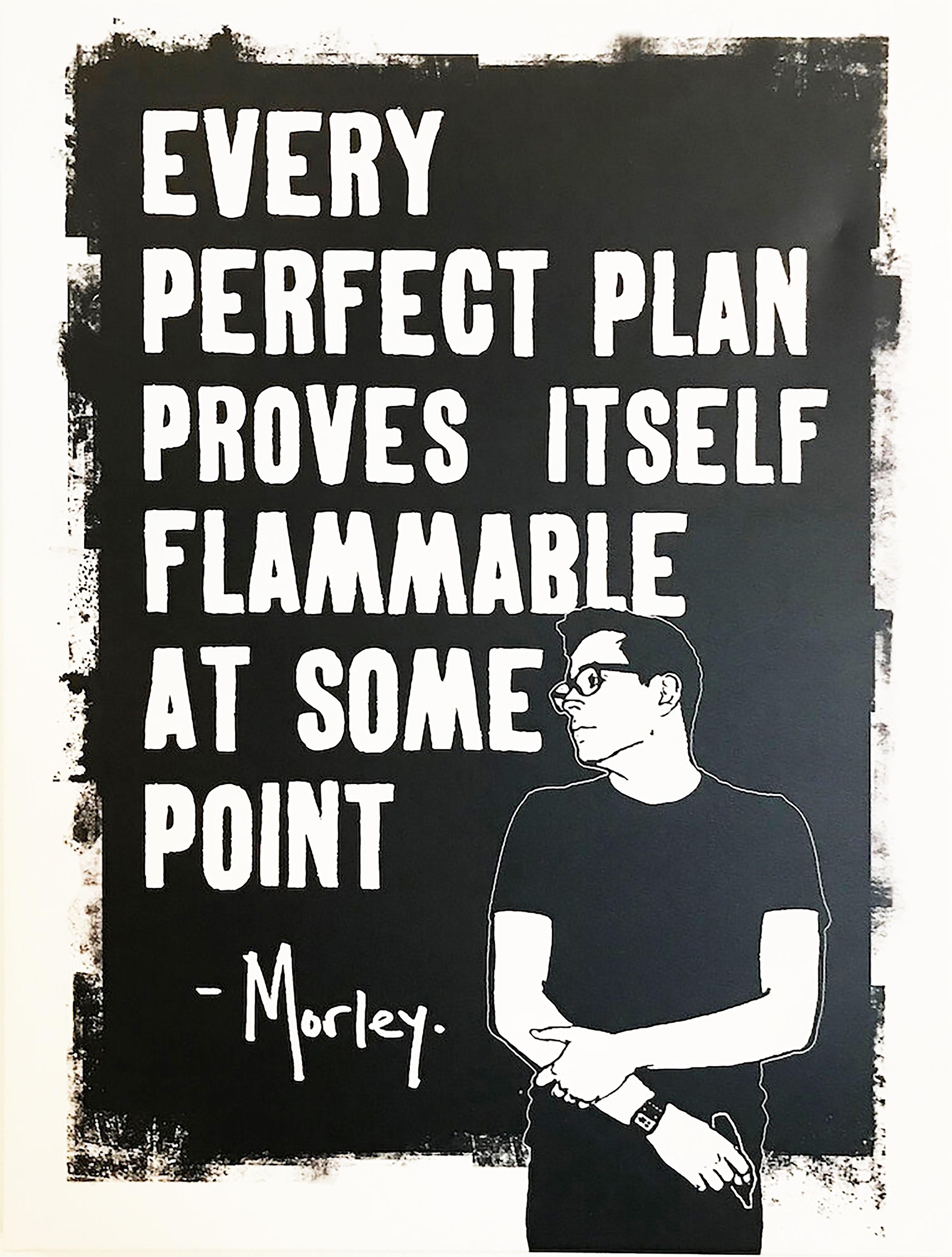 "Flammable" - printed canvas - Painting by Morley