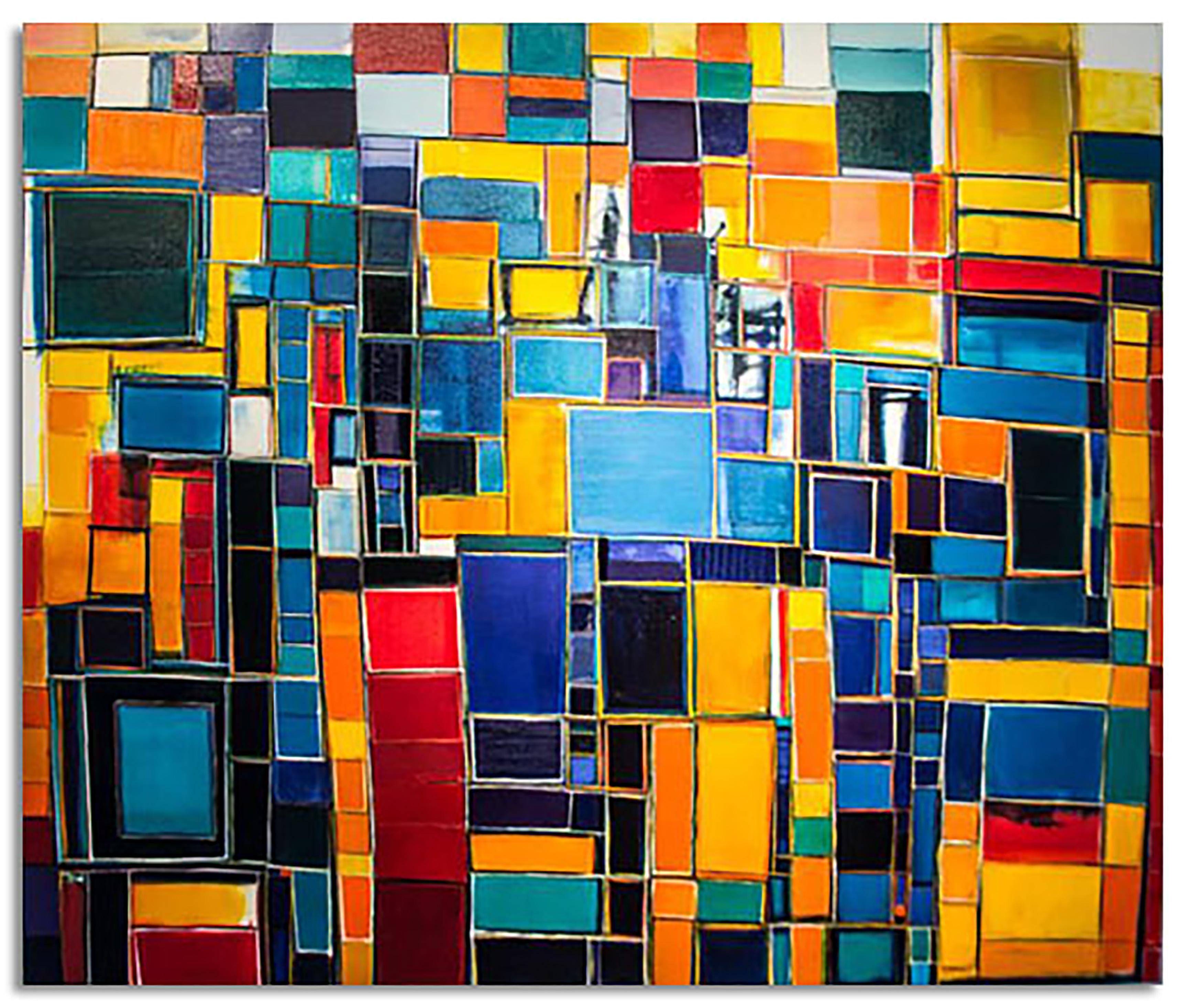 Kymm Swank Abstract Painting - "City Structure #9" - Oil on Canvas