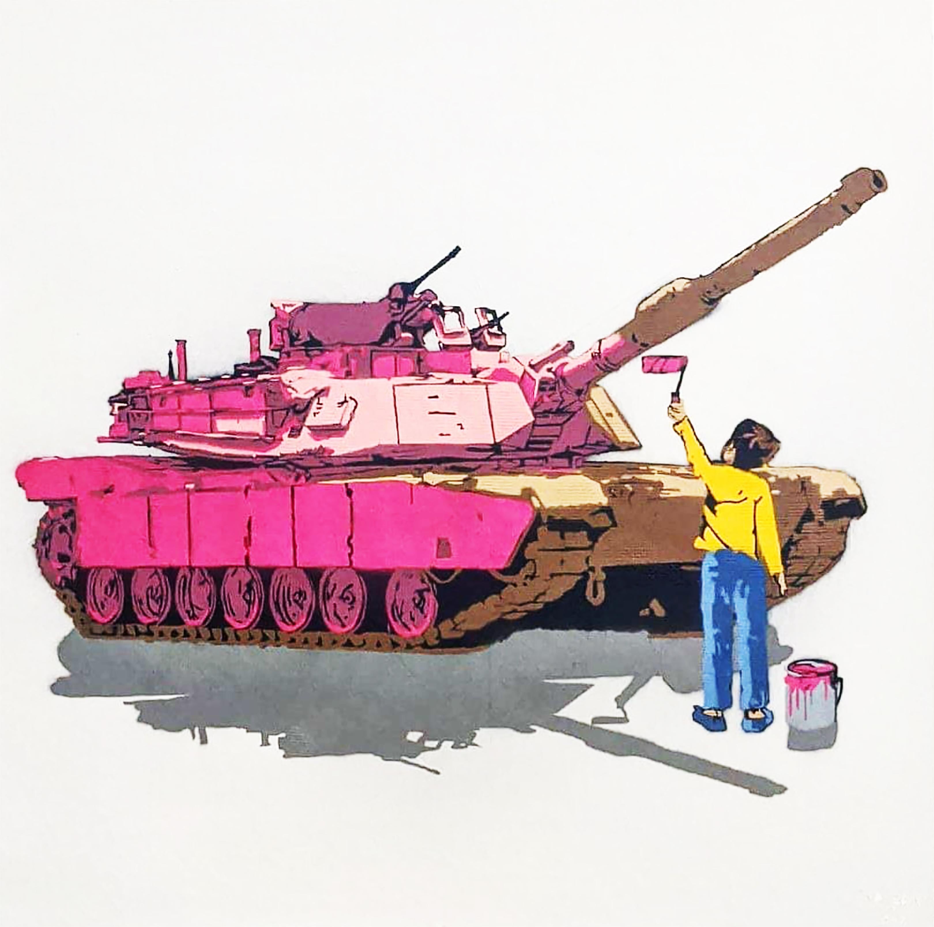 Kar-Part Figurative Painting -  "Tank Painter" Aerosol on Canvas