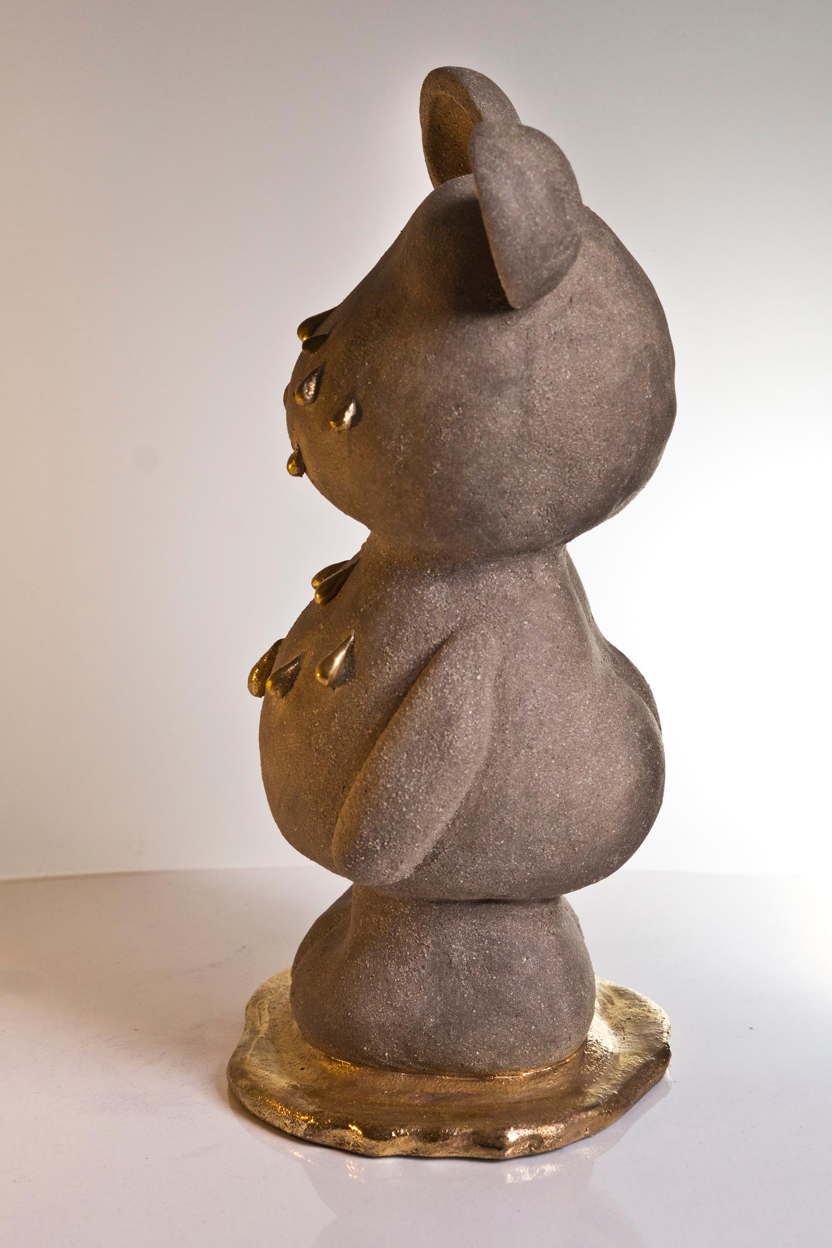 The Crying Teddy - Gray Figurative Sculpture by Agustina Garrigou