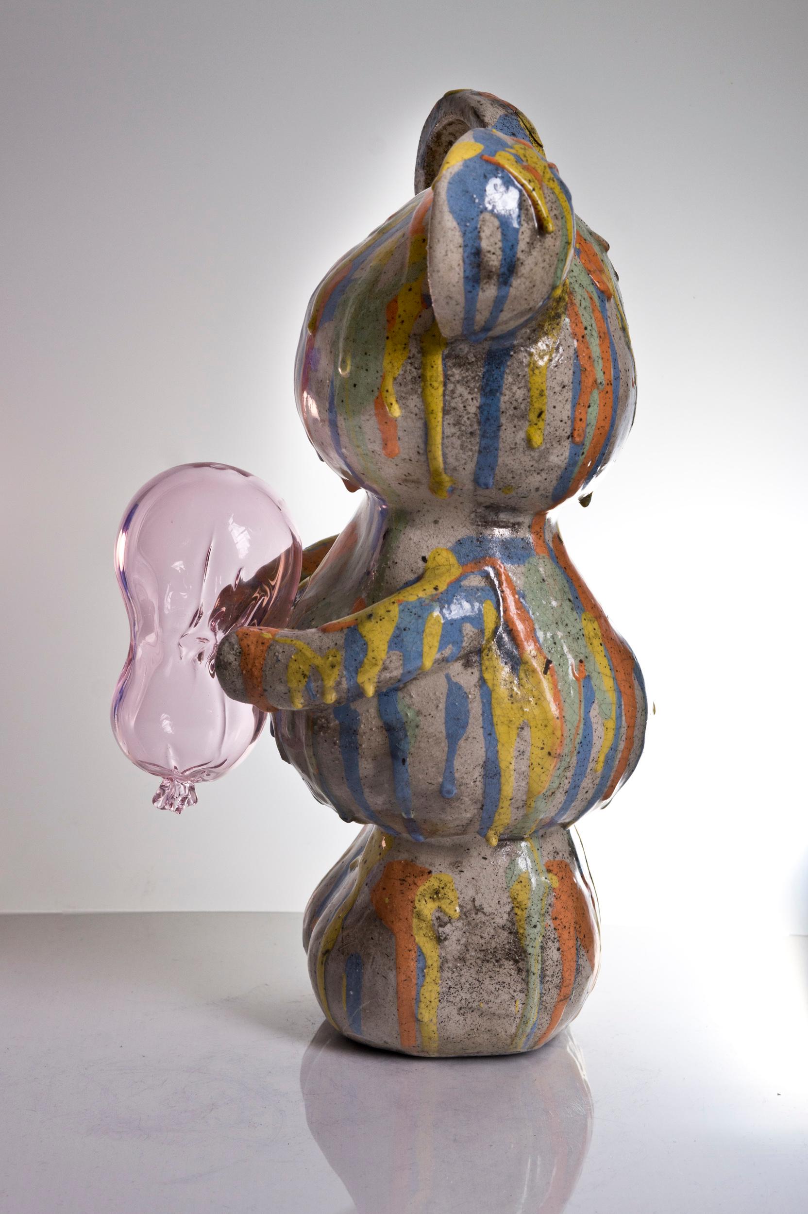 The Messy Teddy - Beige Figurative Sculpture by Agustina Garrigou