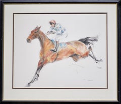 Study of a Steeplechaser, Equestrian, Racing, Sporting, Contemporary, Drawing