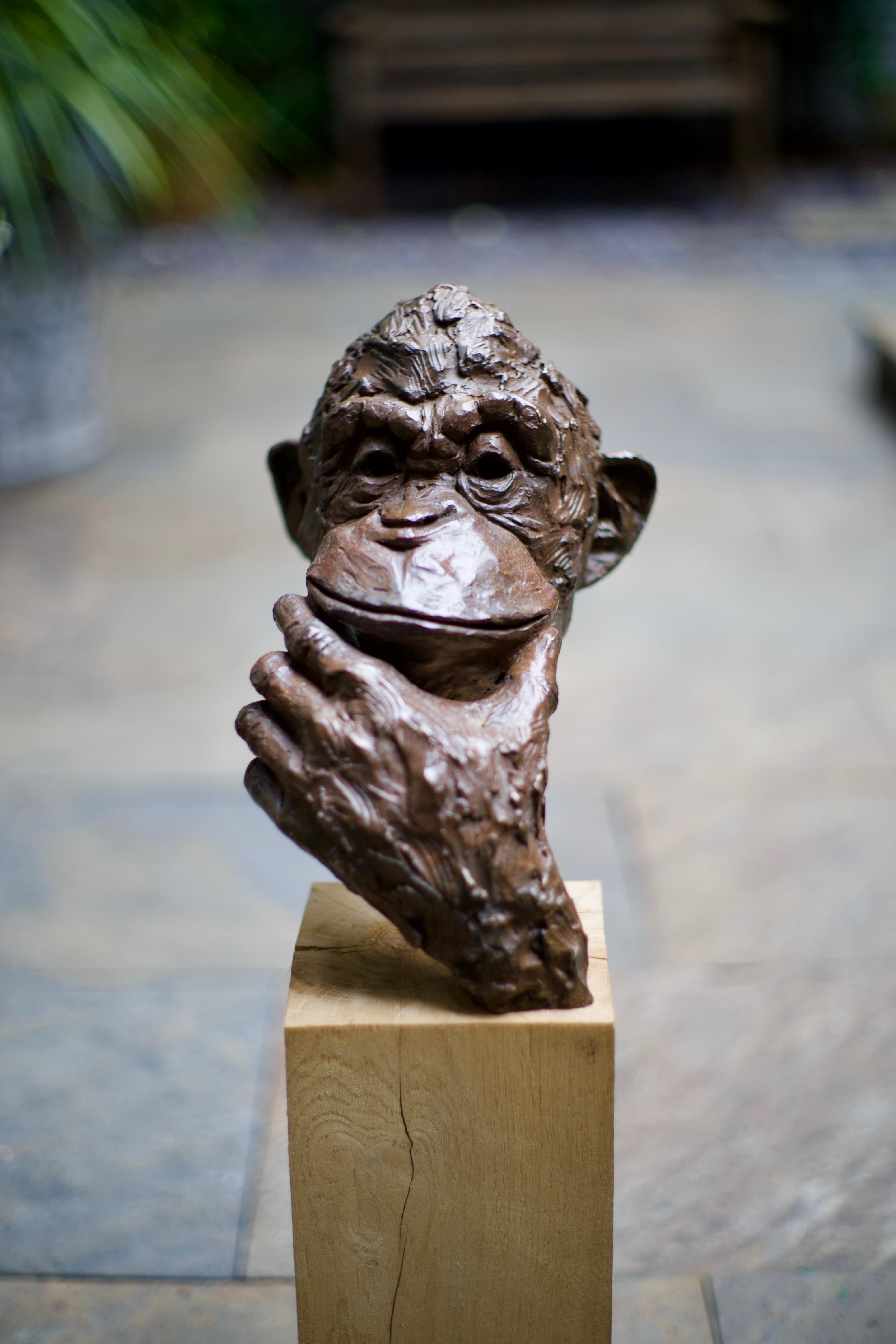 Chimp - Contemporary, Abstract, Wildlife, Satirical - Sculpture by Fred Gordon