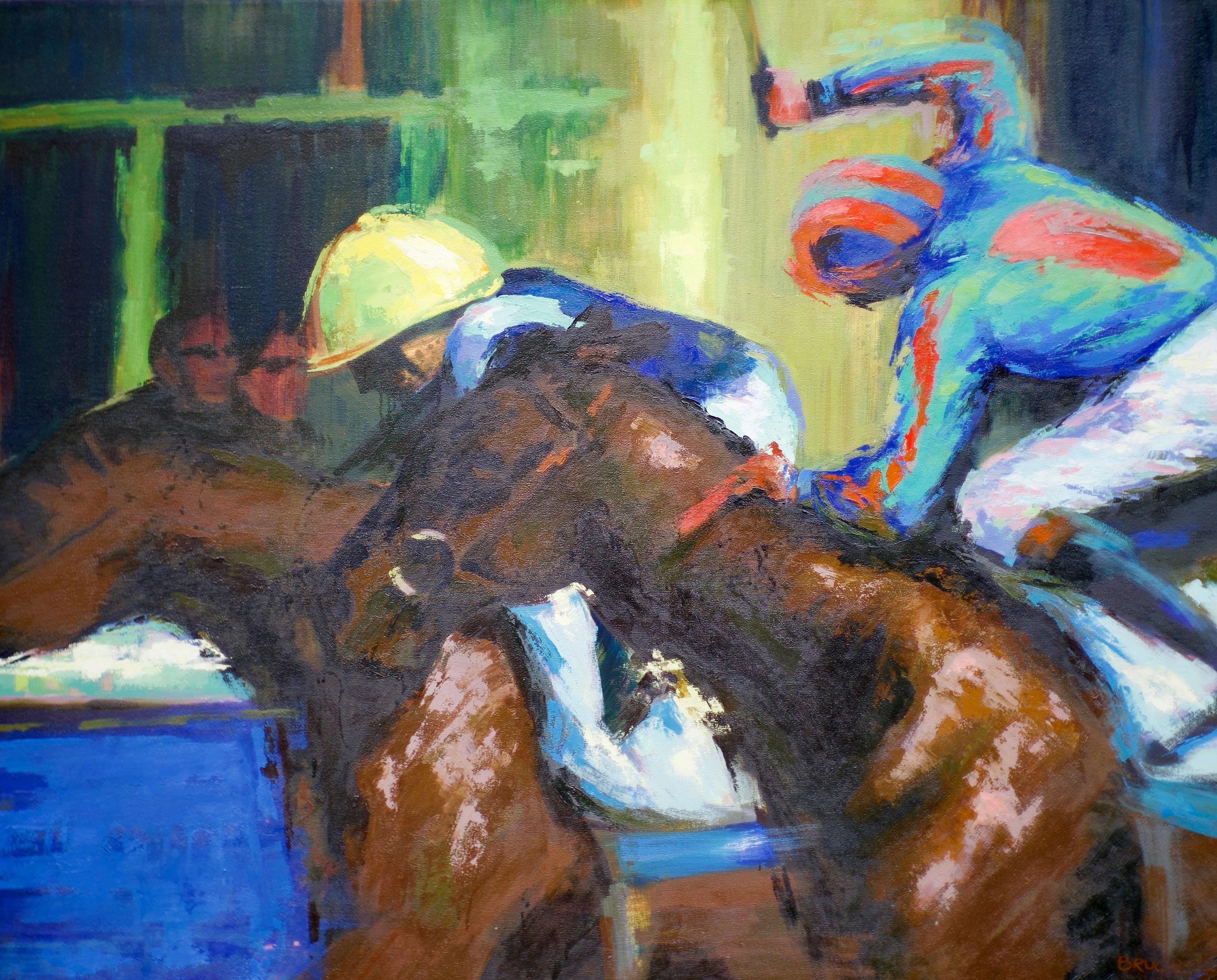 Chris Bruce Animal Painting - In the Final Strides - Equestrian, Racing, Realist, Contemporary