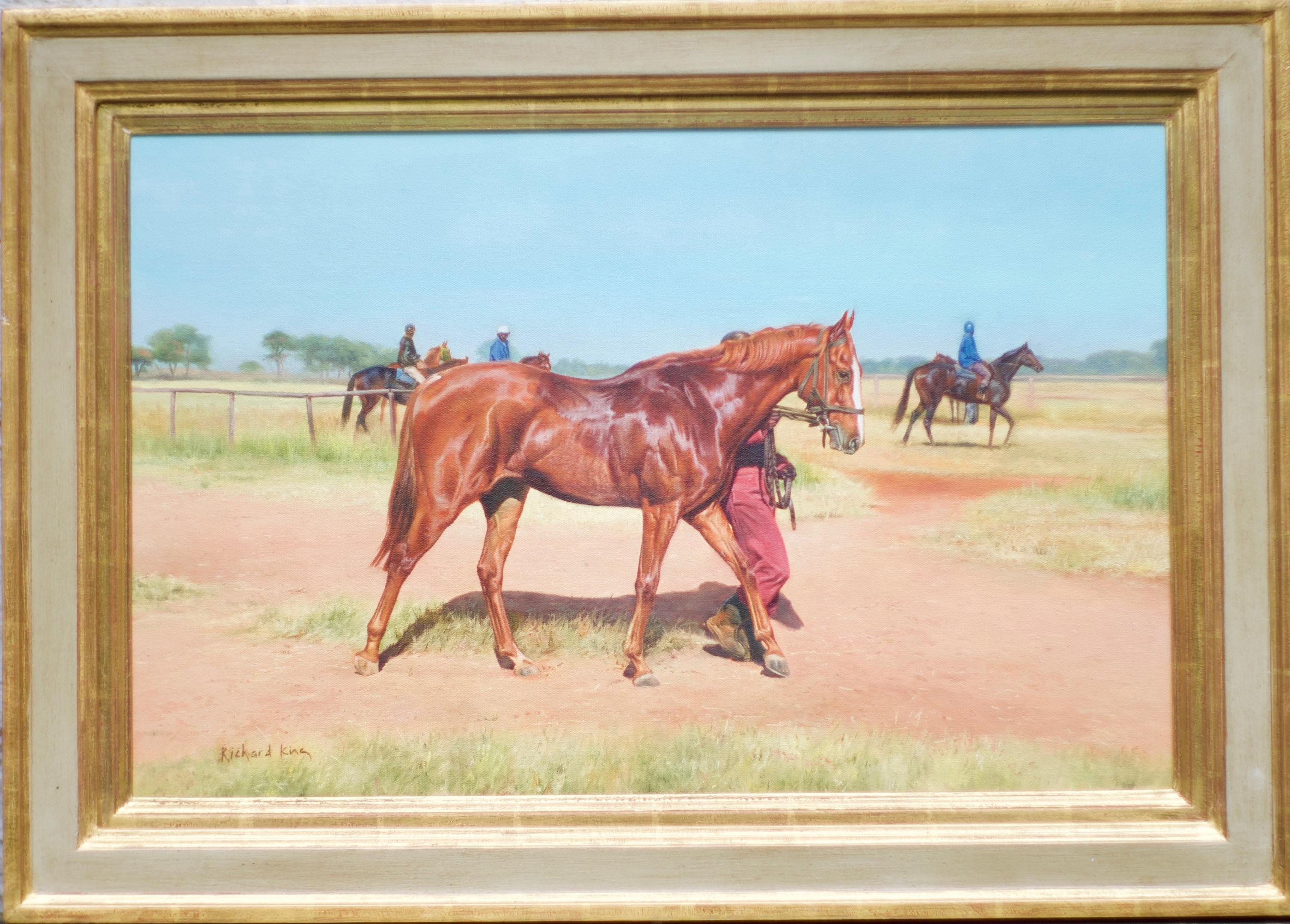 The Chestnut - Equestrian, Racing, Horse, Realist, Wildlife, Contemporary - Painting by Richard King 