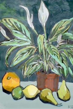 Peace Lily with Fruit - Still Life, Contemporary, Fruit, Abstract