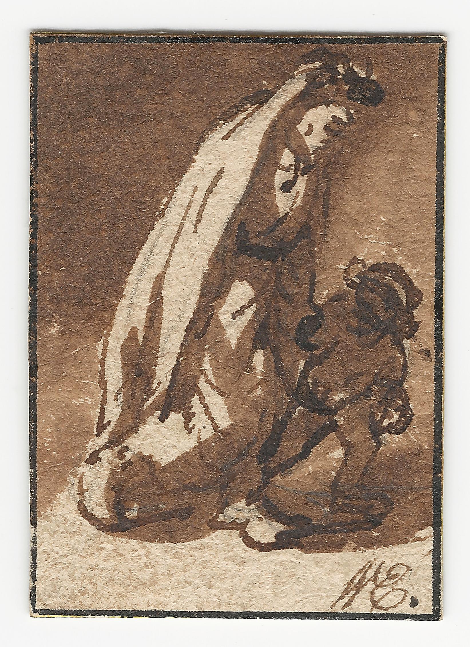 Isaac van Ostade (Haarlem 1621 – 1649 Haarlem)

A Woman and a Child Walking

Black chalk, pen and brown ink, brown wash, black ink framing lines, laid down, 43 x 30 mm (1.7 x 1.2 inch)

Provenance
- Thomas Dimsdale (1758–1823), London (Lugt 2426)
-