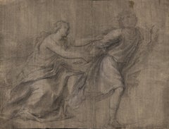 Antique 18th C Italian Old Master Drawing by Giacomo Zoboli Study Joseph Potiphar's Wife