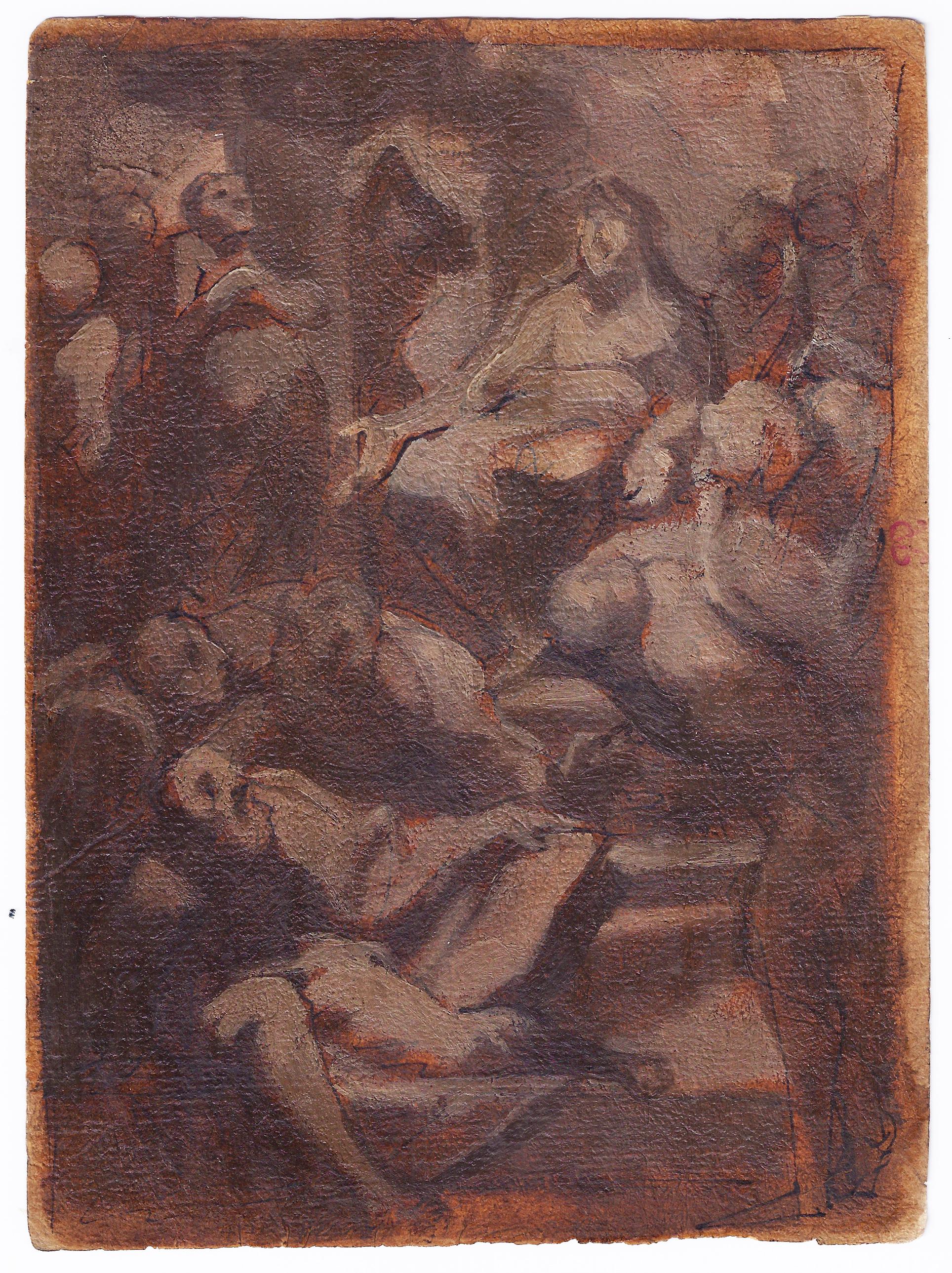 Pietro Sorri (San Gusmè c.1556 - 1622 Siena)

The Pentecost

Pen and brown ink and oil paint on yellow-brownish paper, 211 x 154 mm (8.3 x 6.1 inch)

Provenance
- Angelo Prada (1859–1934), Casalpusterlengo, Italy (Lugt 3773)
- Private collection,