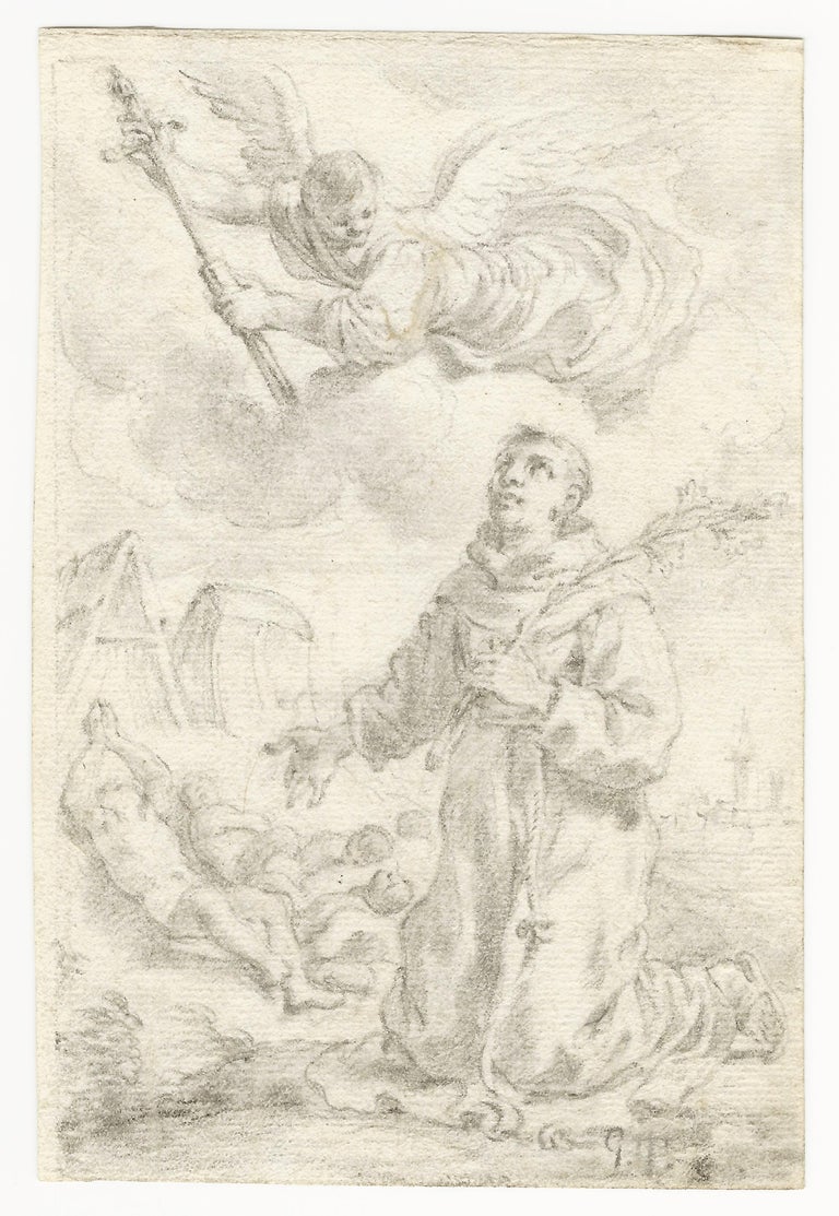 <i></noscript>An Angel Appearing to St. Anthony of Padua</i>, ca. 1730, by Ercole Graziani, offered by Foolscap Fine Art