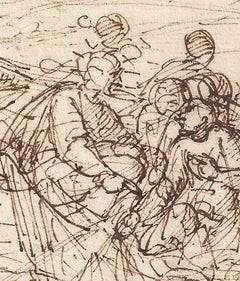 17thC Italian Old Master Drawing by Giulio Benso: Miraculous Draught of Fish