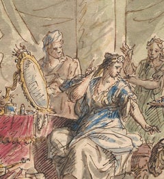 18th C Dutch Old Master Drawing by Elias van Nijmegen: Semiramis Overdoor Design