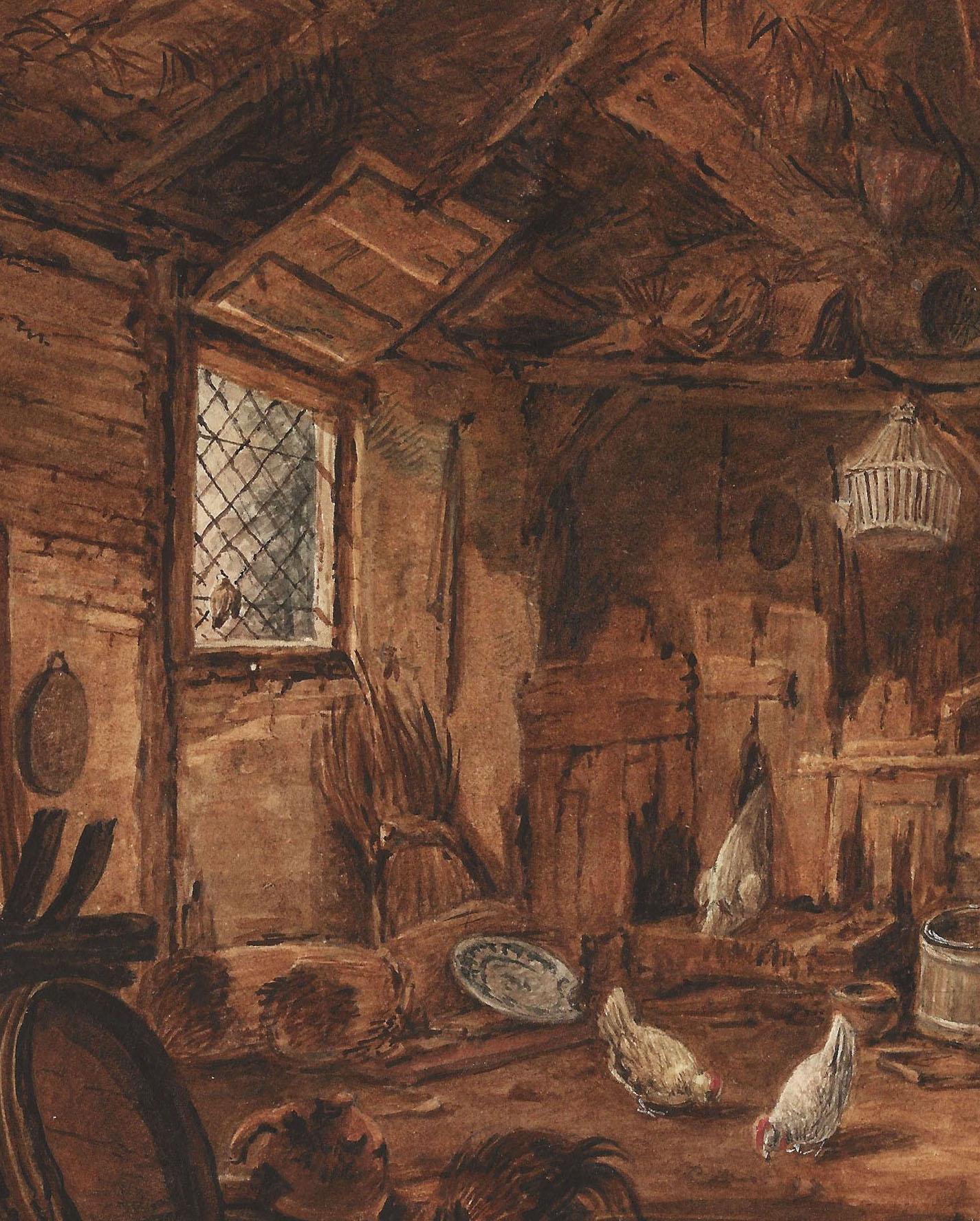 18th C Dutch Old Master Drawing Vincent Jansz van der Vinne Barn Interior For Sale 2