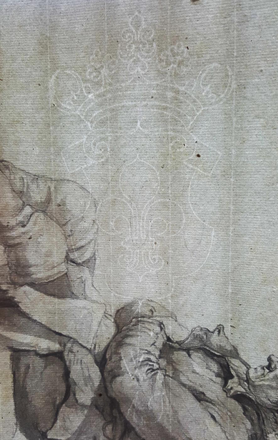 19th C Dutch Old Master Drawing Johannes Christiaan Schotel Study of Seated Man - Beige Figurative Art by Johannes Christianus Schotel