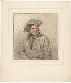 19th C Dutch Old Master Drawing by Christiaan van Geelen II Study of a Man
