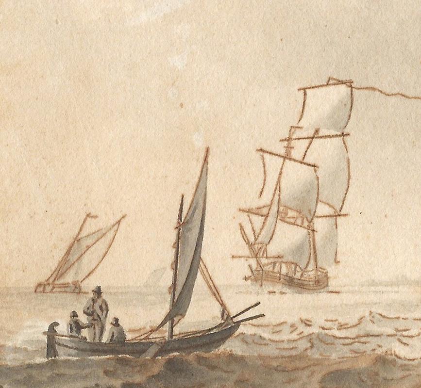 18th C Dutch Old Master Drawing by Cornelis Thim Marine Shipping Sailing For Sale 1