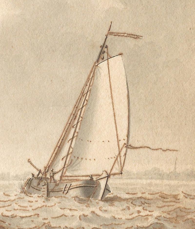 18th C Dutch Old Master Drawing by Cornelis Thim Marine Shipping Sailing For Sale 2