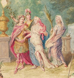18th C Dutch Old Master Drawing Gouache by Hendrik van Velthoven Marriage Scene