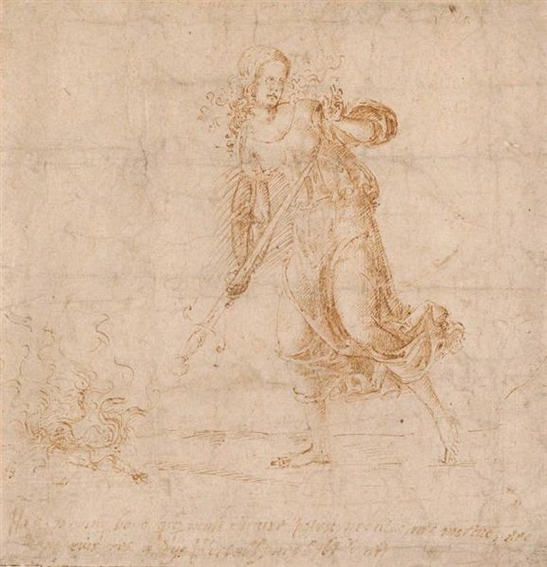 16th C Italian Old Master Drawing c.1505 by Marcantonio Raimondi Allegory For Sale 3