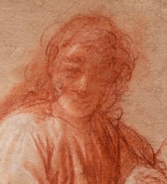 17th C Italian Old Master Drawing by Bartolomeo Schedoni Study of Evangelist